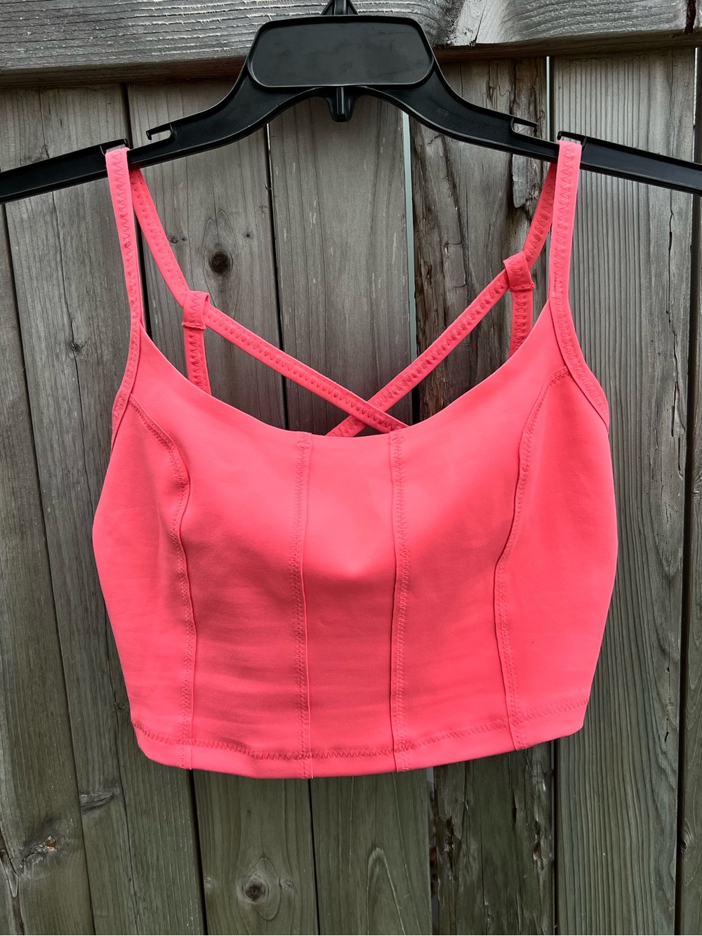 Free People Back On Track Fluorescent Coral Cropped Cami Bustier Corset Tank Top